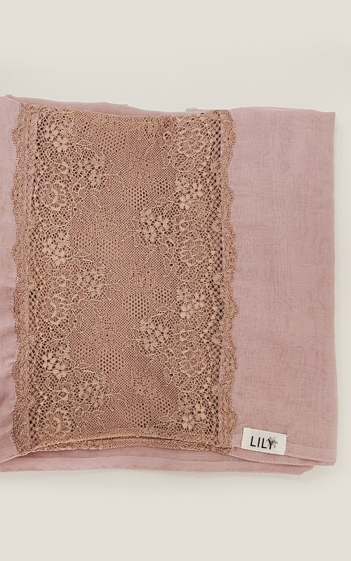 طرحة بوالياباني مع دانتيل~ Japanese Voile Lace Scarf 43