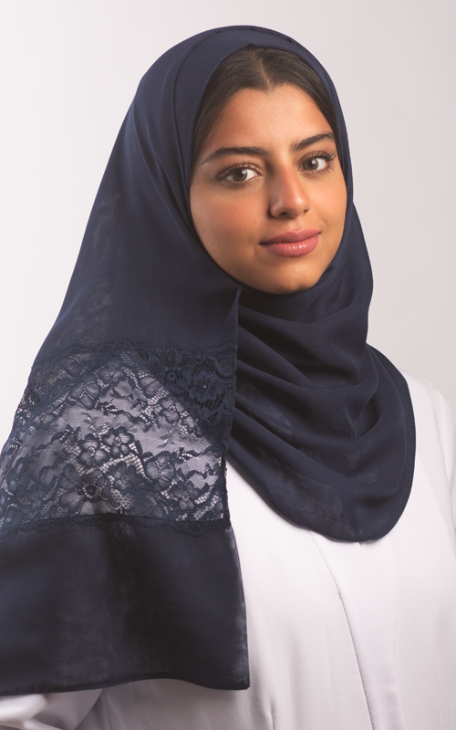 طرحة بوالياباني مع دانتيل~ Japanese Voile Lace Scarf 1