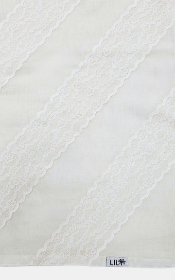 طرحة بوال  ياباني مع دانتيل~ Japanese Voile Lace Scarf 53 