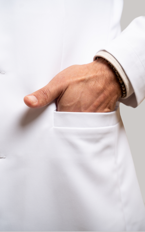 Pique trimmed lab coat