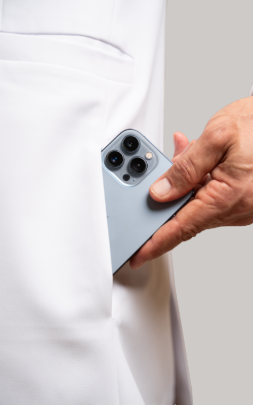 Pique trimmed lab coat