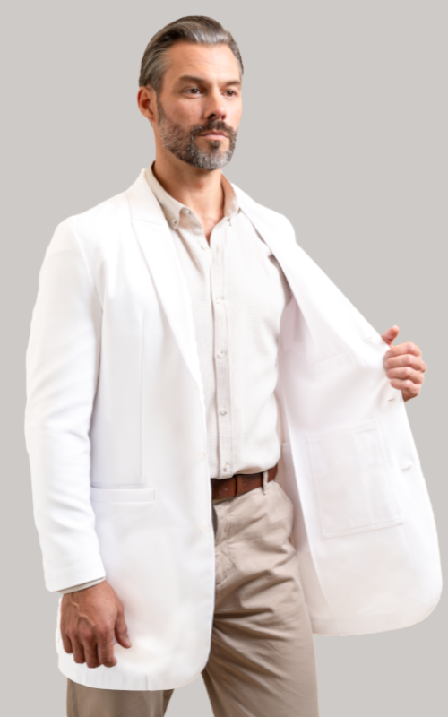 Pique trimmed lab coat