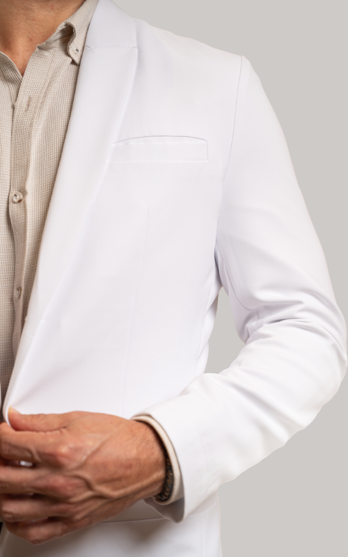 Pique trimmed lab coat