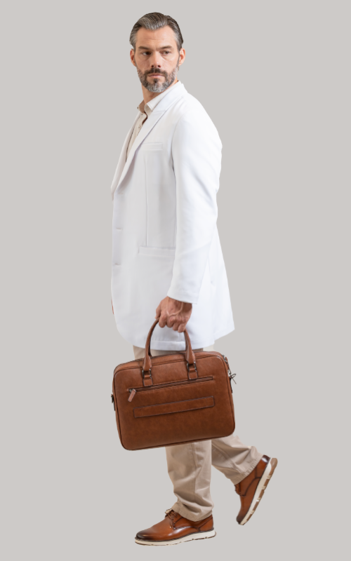 Pique trimmed lab coat