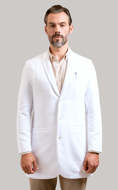 Pique trimmed lab coat