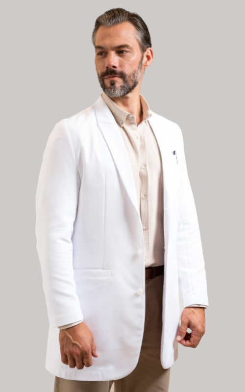 Pique trimmed lab coat